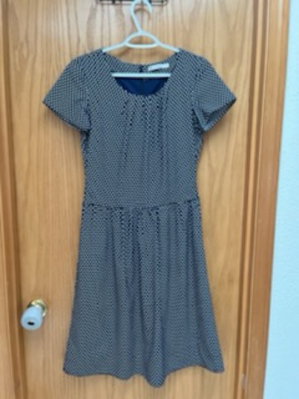 Mikarose Navy and White Polka Dot Midi Dress